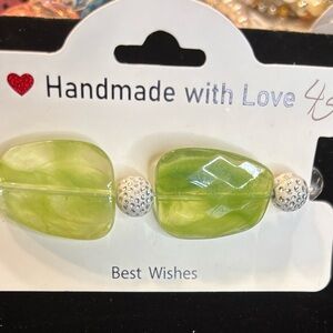 Handmade Green and Silver Bracelets